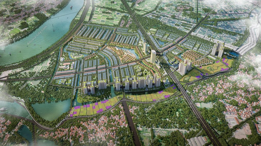 Alluvia City Văn Giang Hưng Yên - Đô Thị Sinh Thái Khoáng Nóng Tiên Phong 3 Phối cảnh tổng thể dự án Alluvia City Văn Giang