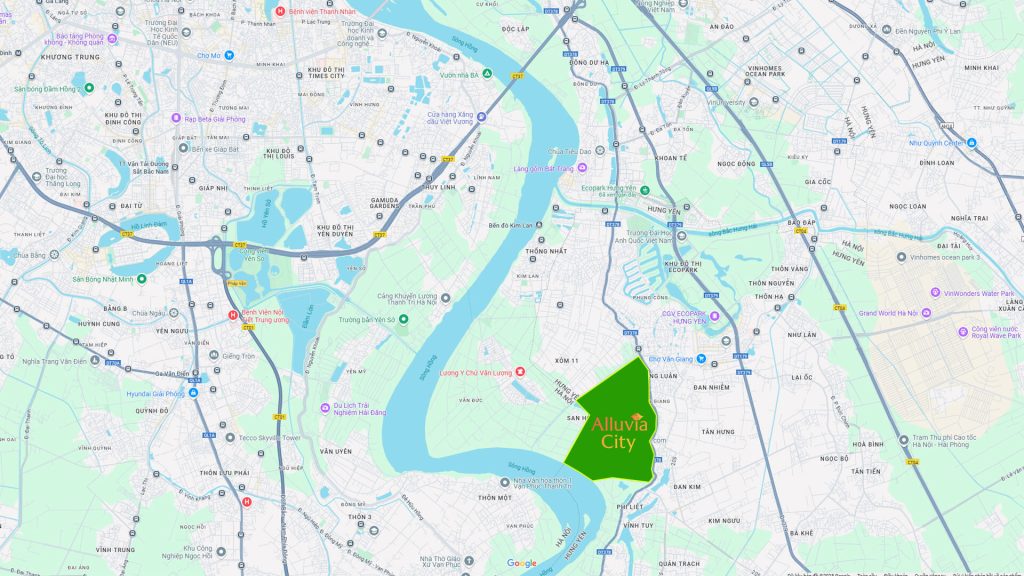 Alluvia City Văn Giang Hưng Yên - Đô Thị Sinh Thái Khoáng Nóng Tiên Phong 4 Vị trí đắc địa của khu đô thị khoáng nóng Alluvia City