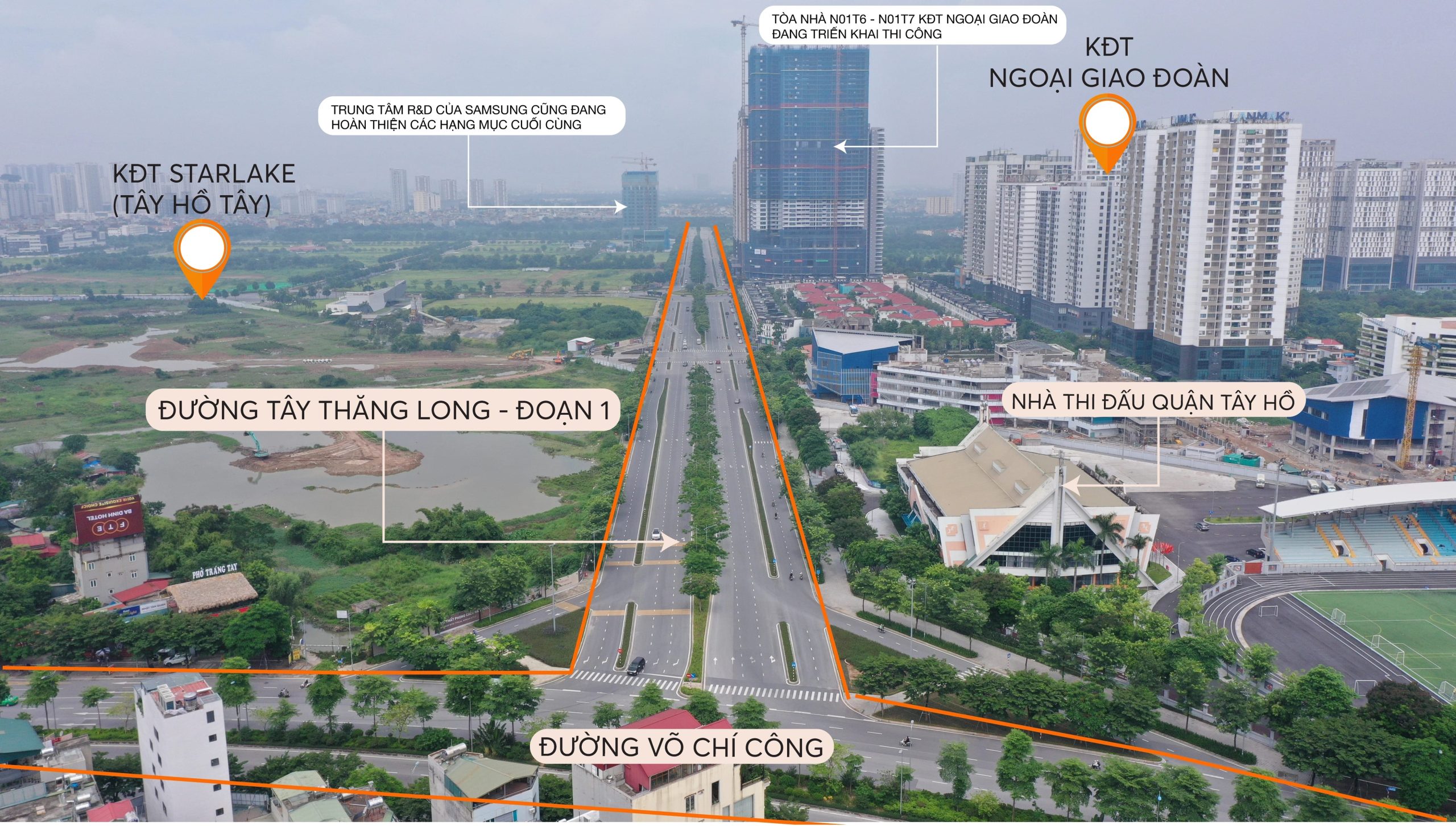 Tiềm năng phát triển hạ tầng Tây Thăng Long tạo cơ hội đầu tư bất động sản 10 Đại lộ Thăng Long đi qua đoạn Võ Chí Công