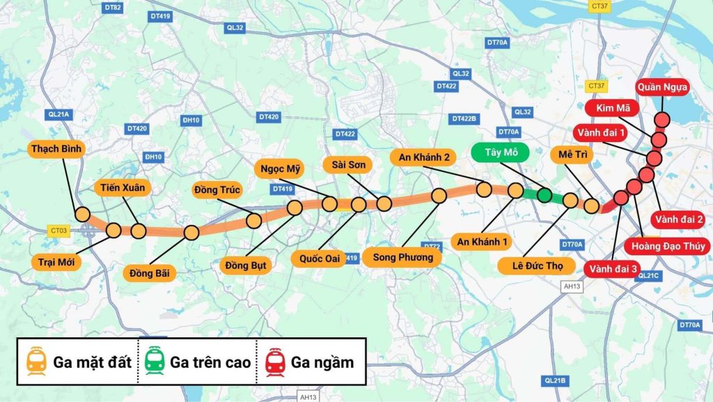 Quy hoạch tuyến Metro số 5 Văn Cao - Hòa lạc