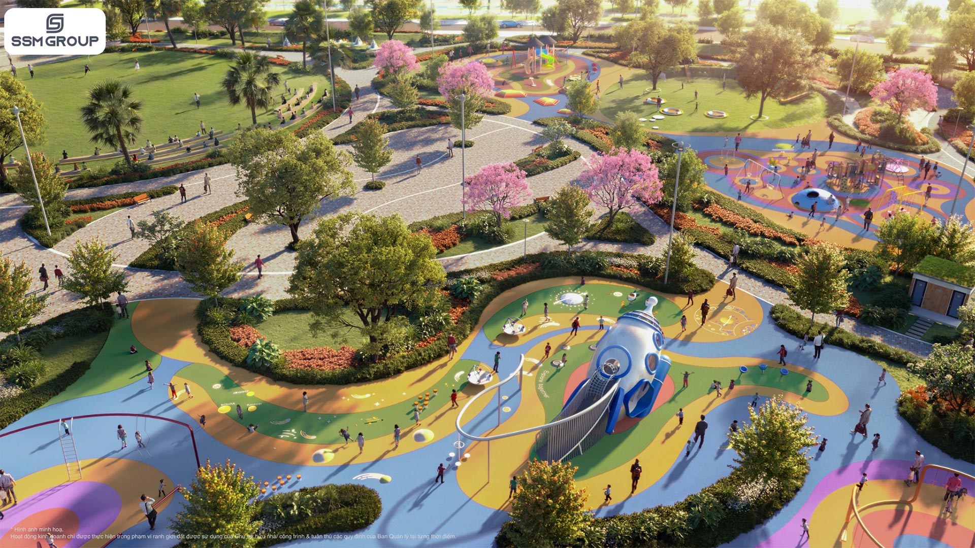 Adventure Park (Công viên Vui chơi 4,56ha): Thiên đường cho cư dân nhí với các khu vui chơi liên hoàn và quảng trường sân khấu rộng lớn. Adventure Park (Công viên Vui chơi 4,56ha): Thiên đường cho cư dân nhí với các khu vui chơi liên hoàn và quảng trường sân khấu rộng lớn.